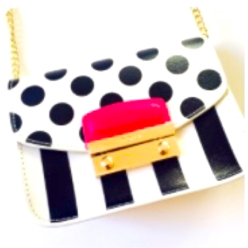 Furla metropolis leather polka dots navy and cream Crossbody bag handbag